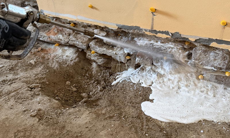 Odstranění podhoubí dřevomorky ze stěny